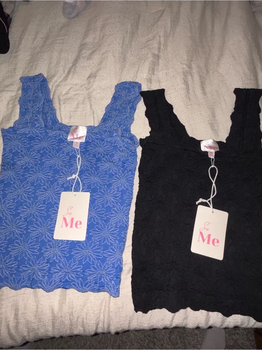 SO ME Essentials Floral Lace Square Neck Tank Bundle